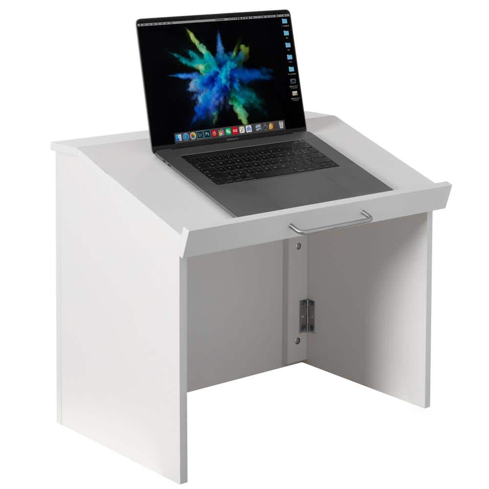 White Foldable Tabletop Portable Podium, for Church, School, Office, or Home - Hercitys