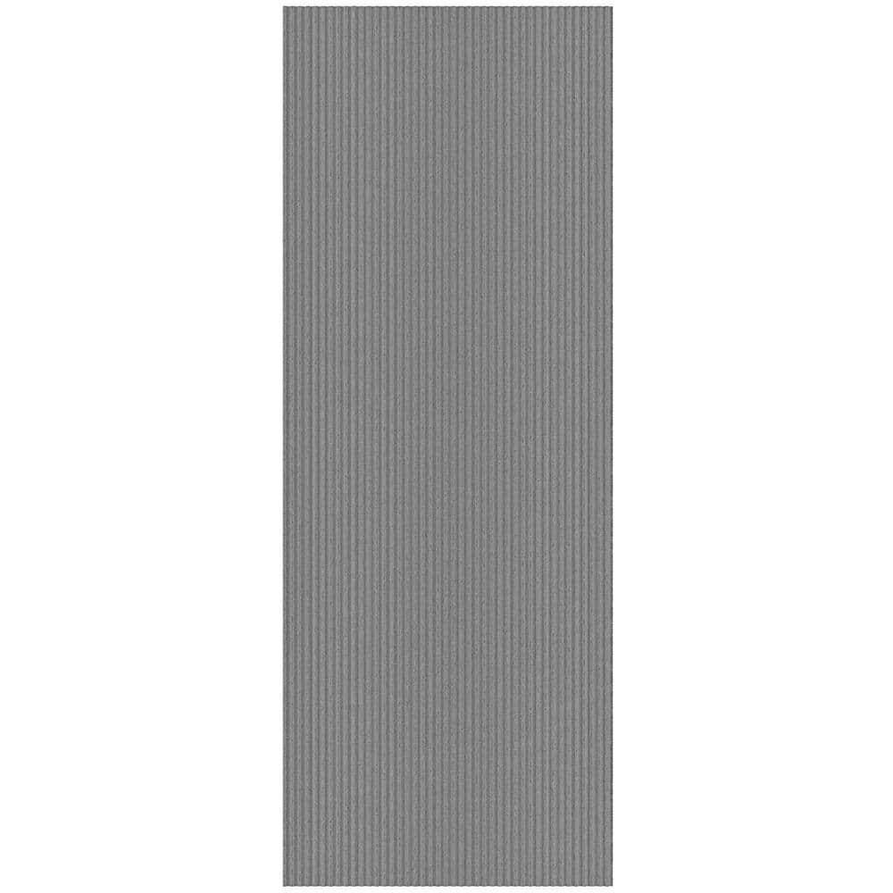 Ribbed Non-Slip Rubberback Indoor/Outdoor Long Hallway Runner Rug 2 ft. x 25 ft., Gray Polyester Garage Flooring - Hercitys