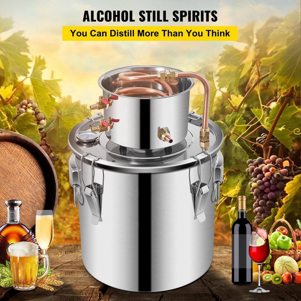 Alcohol Still 5 Gal. Stainless Steel Distillery Kit with Circulating Pump & Build-In Thermometer for DIY Alcohol - Hercitys