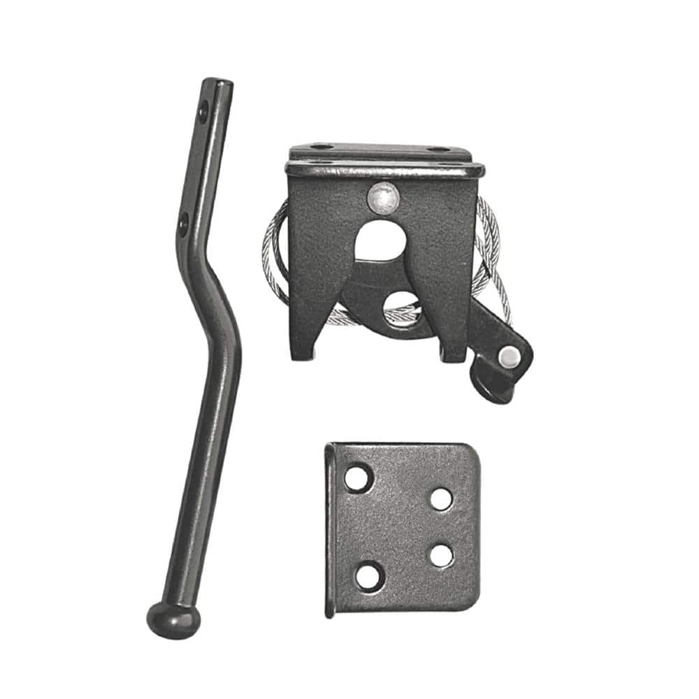 6.5 in. Black Galvanized Steel Spring Loaded Latch and Catch with Adjustable Cable - Hercitys