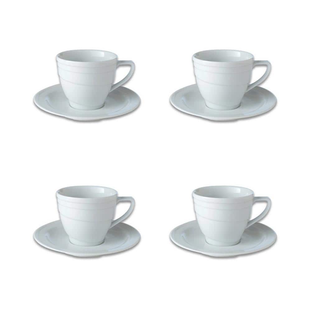 Essentials 4 8.6oz Porcelain Teacup and Saucer, Set of 4, Hotel - Hercitys