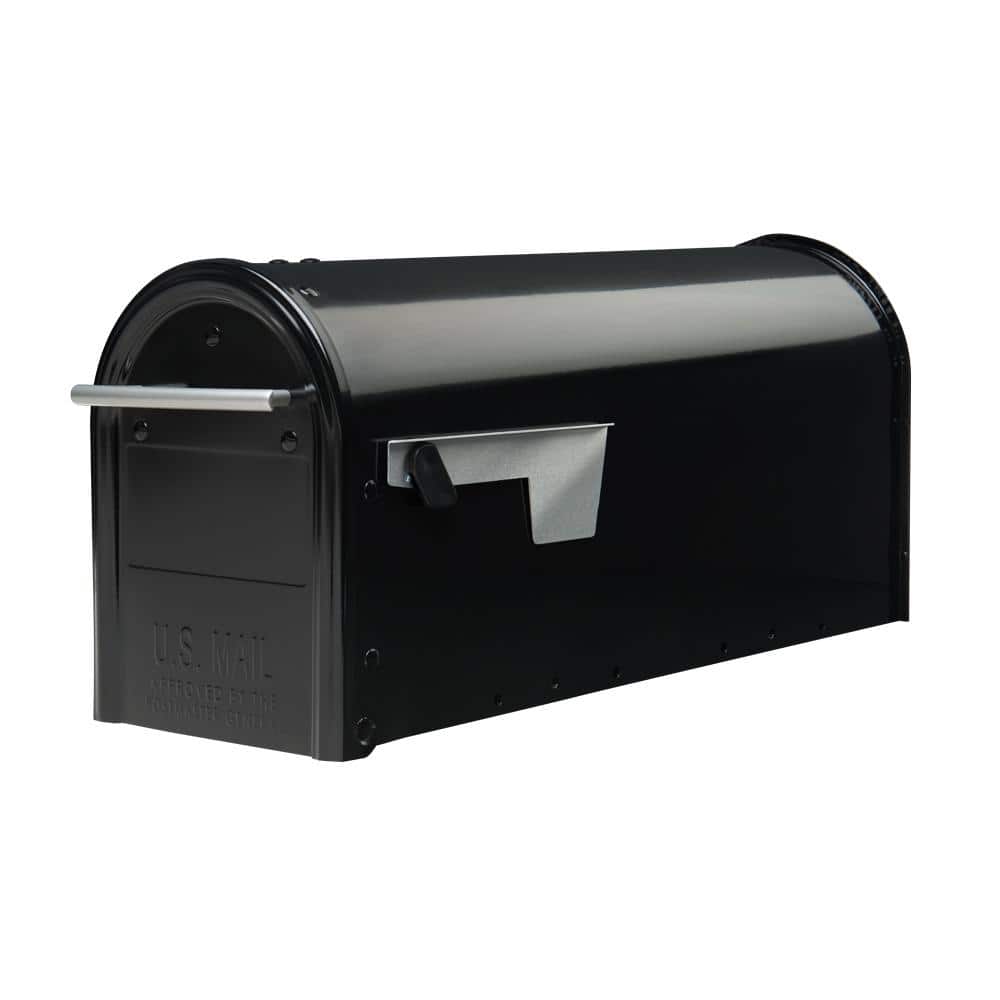 Franklin Black, Medium, Steel, Post Mount Mailbox with Satin Nickel Handle - Hercitys