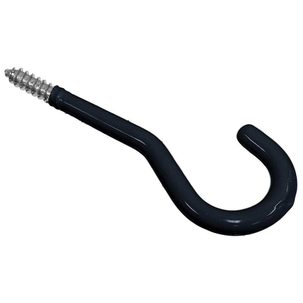 All Purpose Screw Hook in Black Vinyl Coated (20-Pack) - Hercitys
