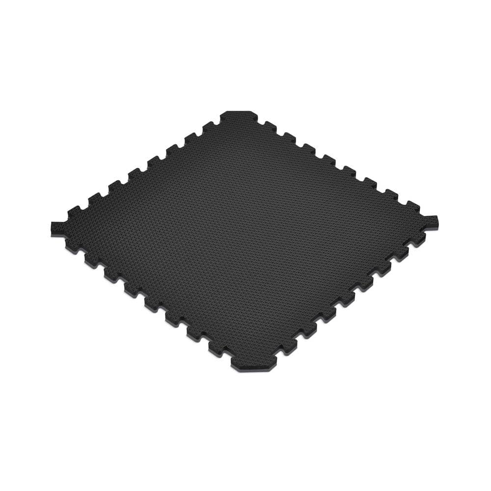 Black/Gray 24 in. x 24 in. x 0.79 in. Foam Interlocking Reversible Floor Mat (4-Pack) - Hercitys
