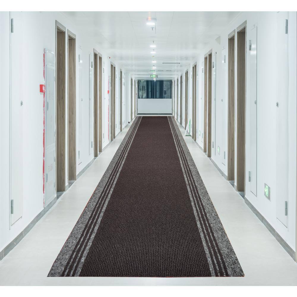 New Tracker Collection Brown 26 in. W x 420 in. L Stair Runner 75.94 sq. ft. - Hercitys