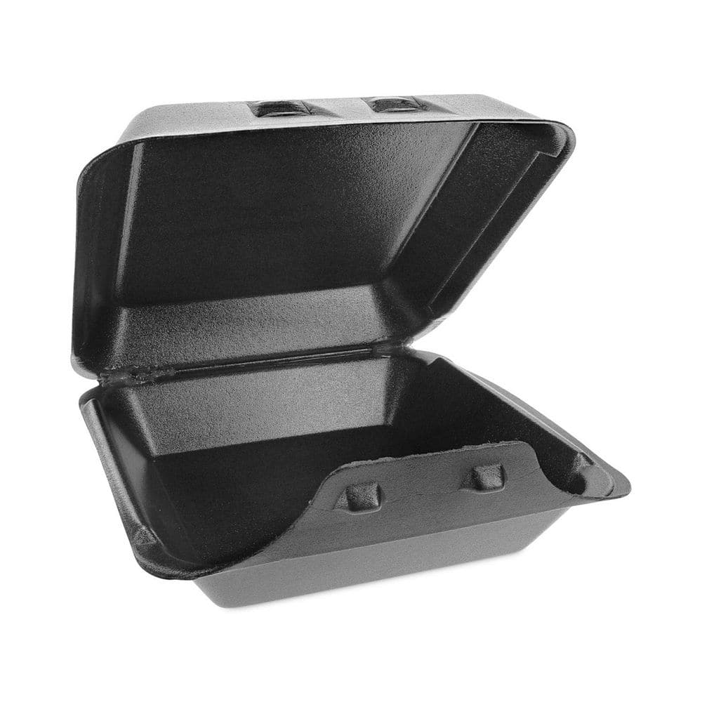 9 in. x 9.13 in. x 3.25 in. Large Black Smart Lock Foam Hinged Containers (150-Carton) - Hercitys