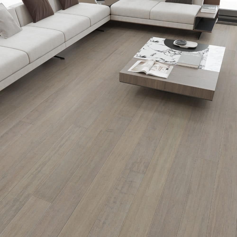 Strand Woven Modest Slate 1/2 in. T x 5 in. W x 72-7/8 in. L, T&G, Groove Prefinished Bamboo Flooring (20.7 sq.ft./case) - Hercitys