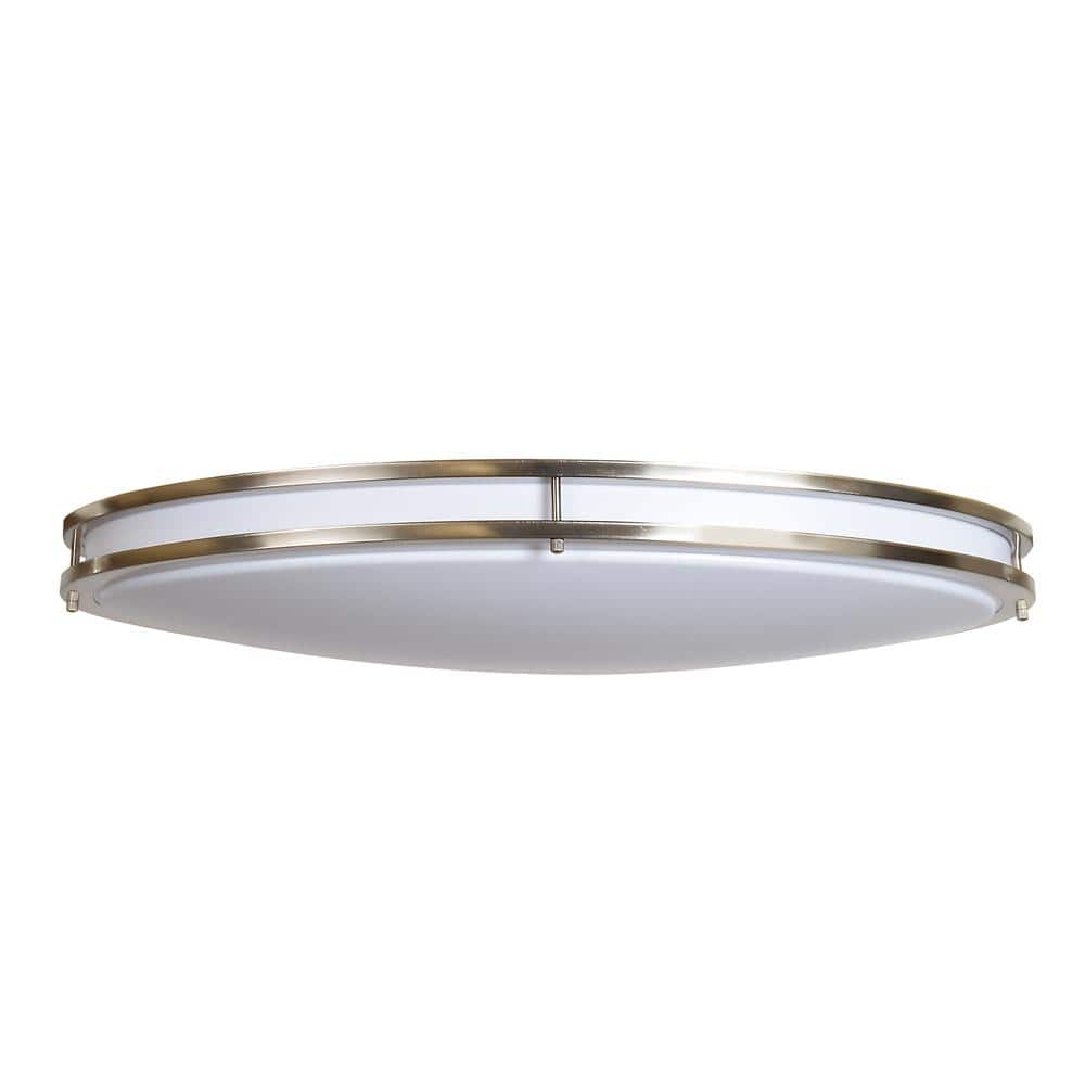 Solero Oval 48-Watt Brushed Steel Integrated LED Flushmount - Hercitys