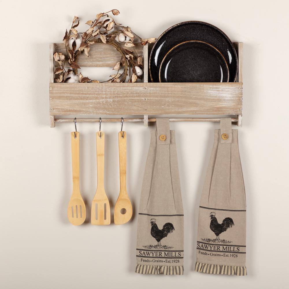 Sawyer Mill Beige Charcoal Poultry Button Loop Cotton Kitchen Tea Towel Set (Set of 2) - Hercitys