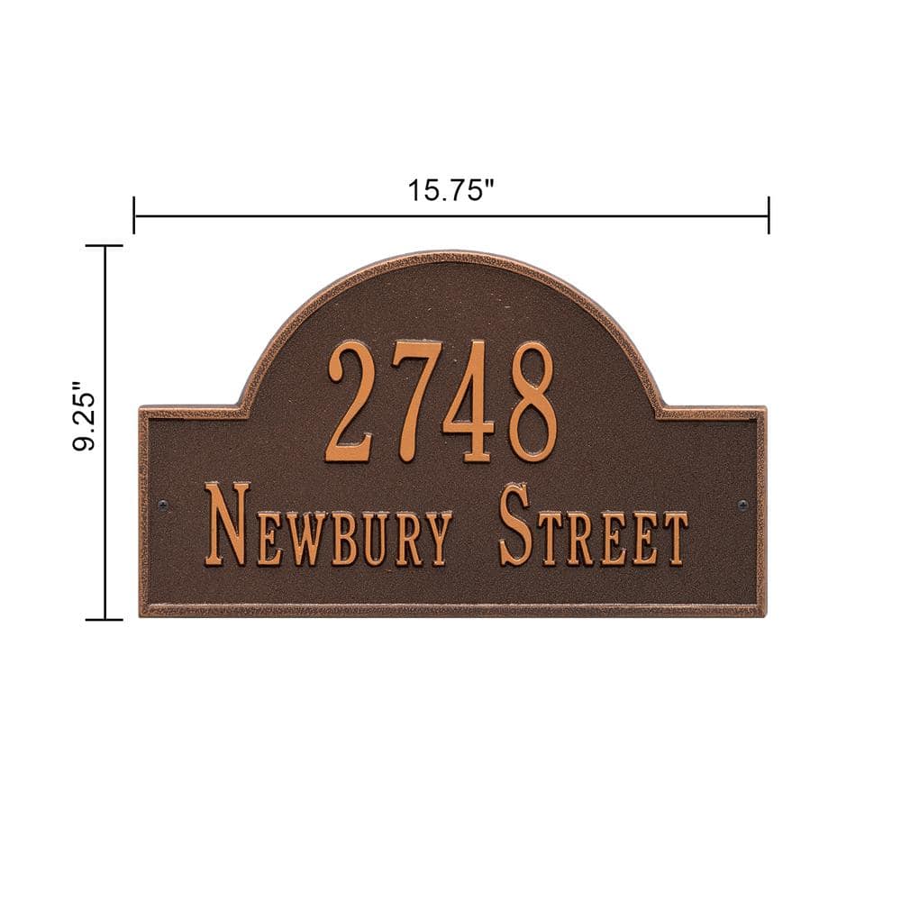 Arch Marker Standard Antique Copper Wall 2-Line Address Plaque - Hercitys
