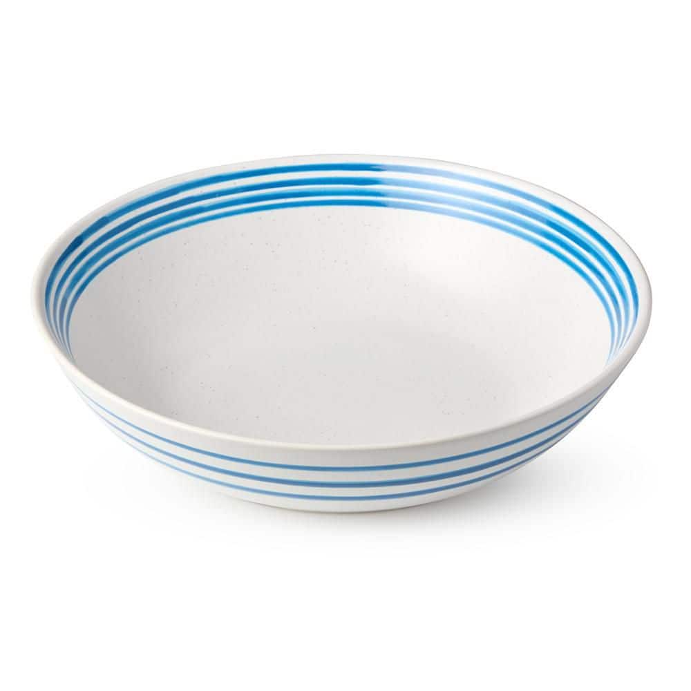 Dockside 12.5 in. 112 fl. oz. Blue Stoneware Serving Bowl - Hercitys
