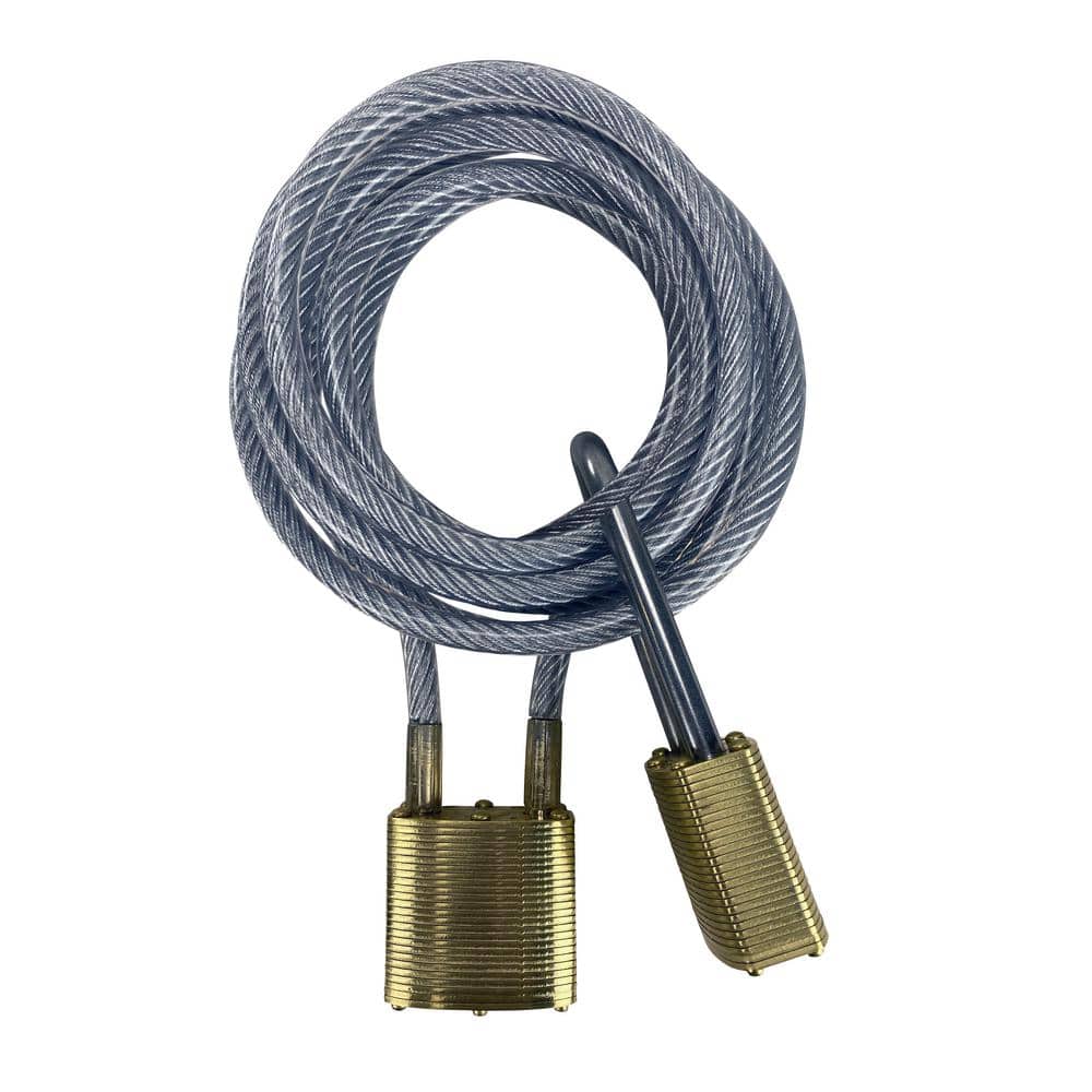8 ft. Secure Cooler Cable Lock with 2 Heavy Duty Brass Padlocks Keyed Alike 2-1/4 in. Shackle Outdoor Weatherproof - Hercitys