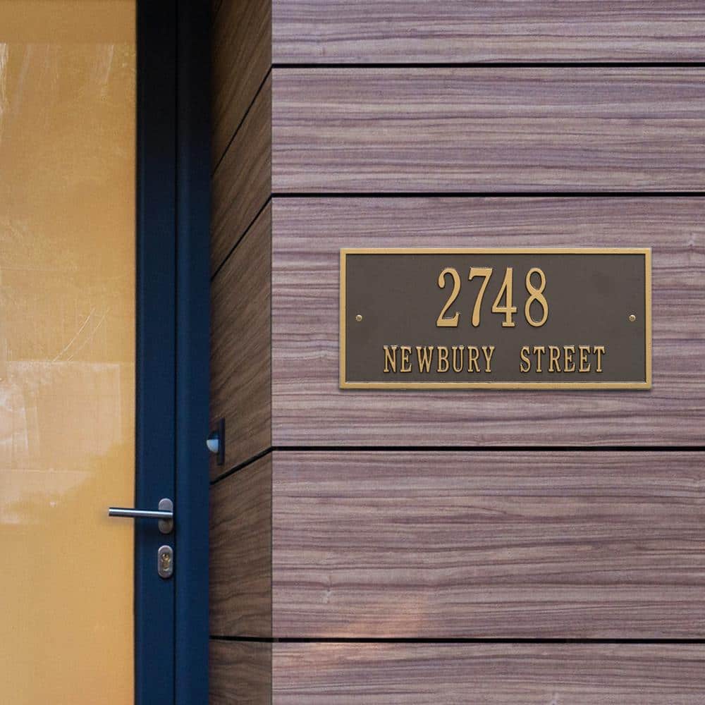 Hartford Rectangular Bronze/Gold Standard Wall 2-Line Address Plaque - Hercitys