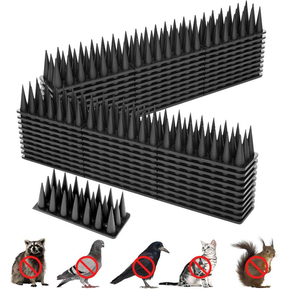 9 ft. x 1.42 in. Plastic Bird Spikes, Outside Animal Defender for Outdoor to Keep Birds Away Deterrent Spikes (9-Pack) - Hercitys