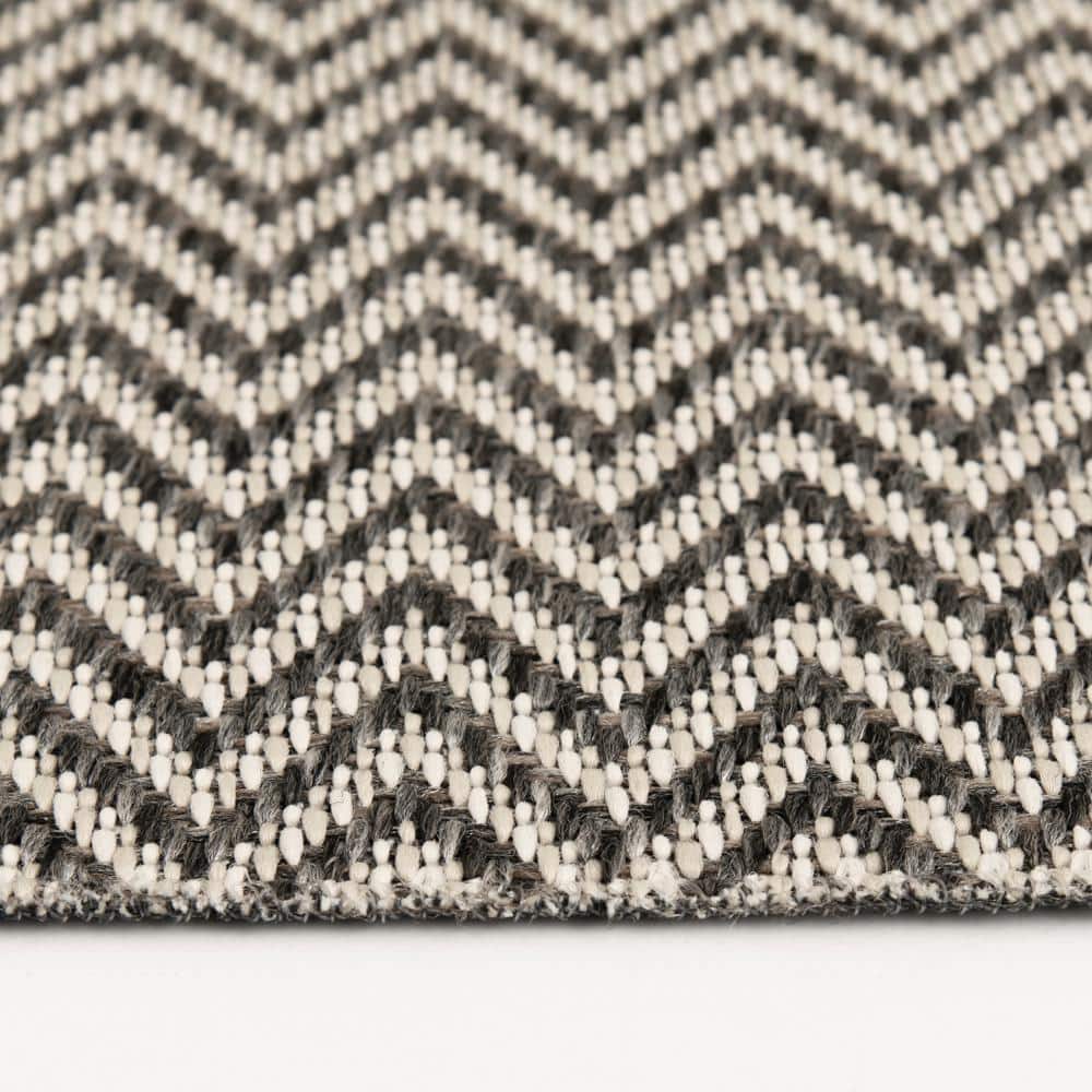 Chevron – Gray/Beige – 12 ft. Wide x Cut to Length – 16 oz. Polypropylene Indoor/Outdoor Patterned Carpet - Hercitys
