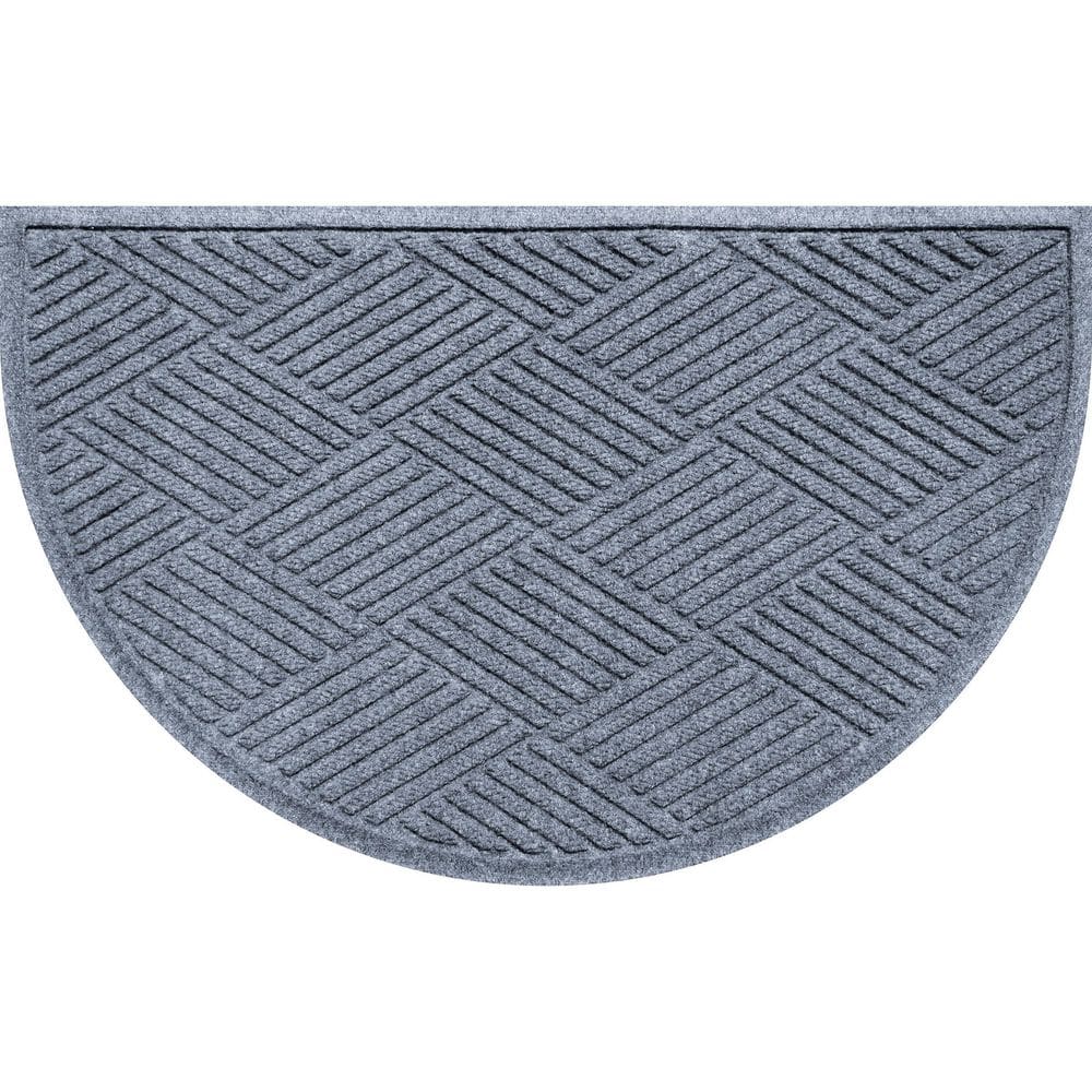 Waterhog Diamonds Bluestone 24 in. x 39 in. PET Polyester Half Round Non-Slip Indoor Outdoor Door Mat - Hercitys