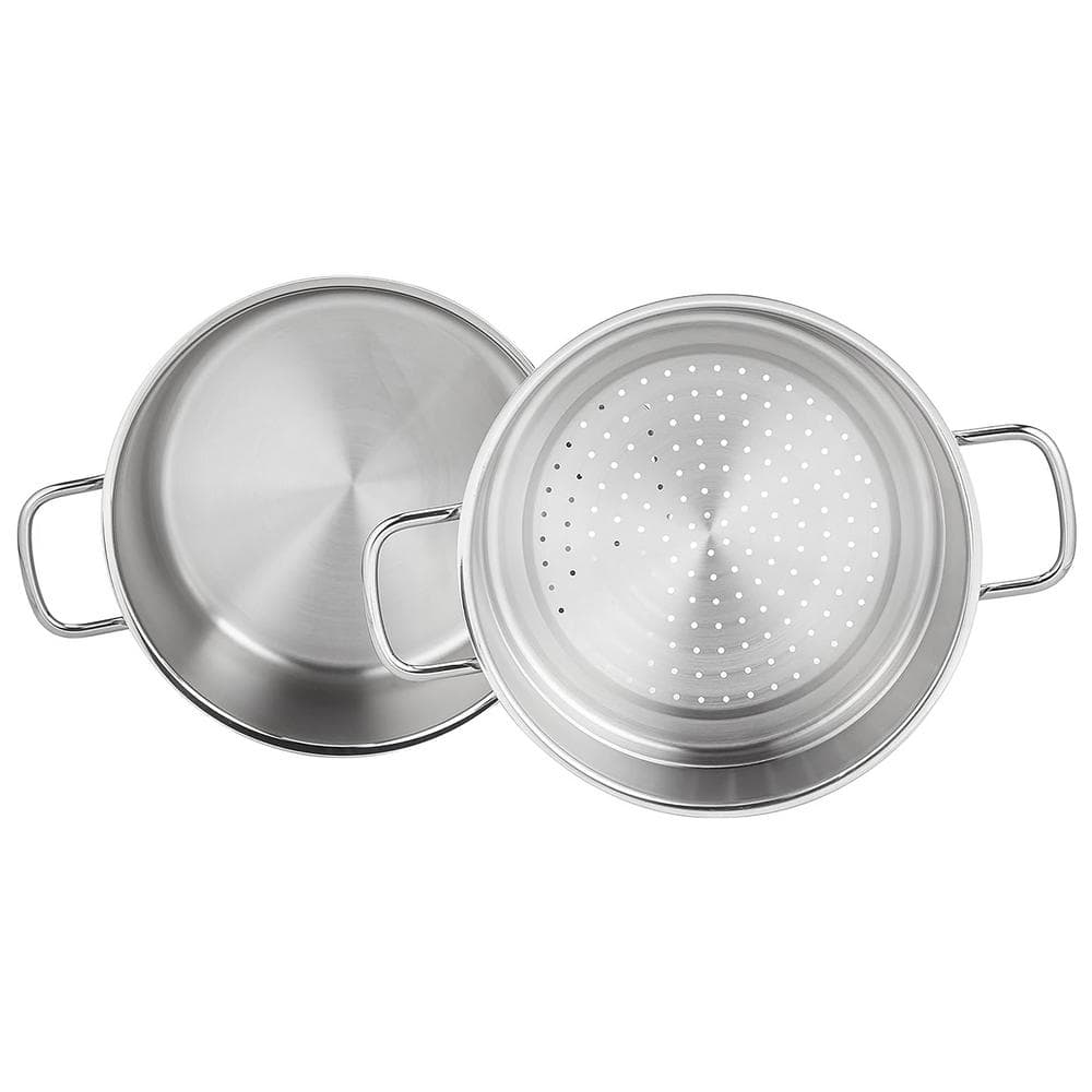 Perla 3-Piece 6.9 Liter Stainless Steel Casserole Steamer with Lid in Silver - Hercitys