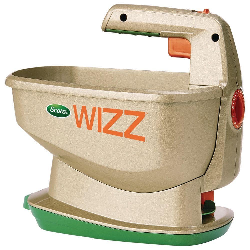 Wizz Spreader Holds up to 2,500 sq. ft. of Product, Handheld Spreader for Grass Seed, Fertilizer, Salt and Ice Melt - Hercitys