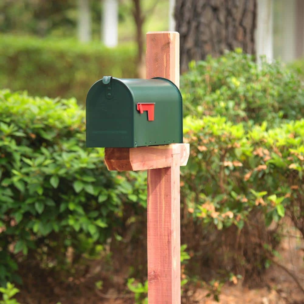 Elite Green, Medium, Steel, Post Mount Mailbox - Hercitys