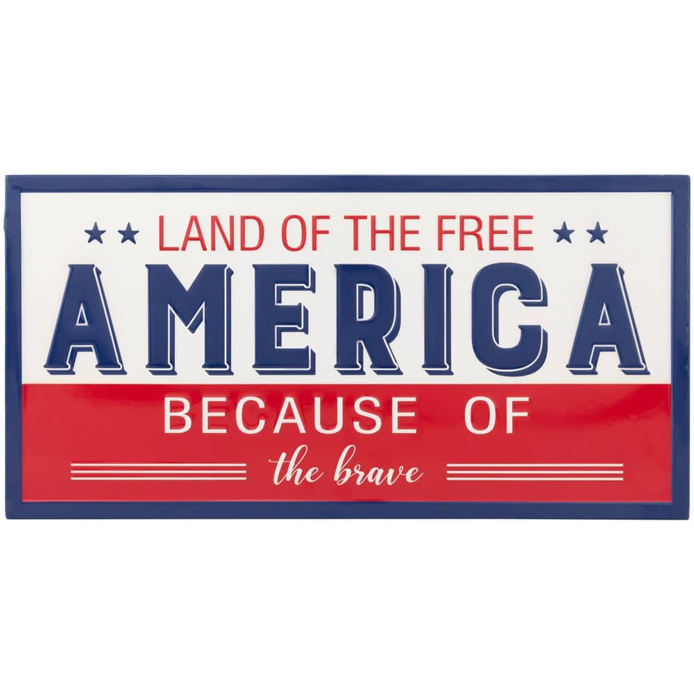 Land of the Free Because of the Brave Patriotic Metal Wall Sign-10 in. - Hercitys