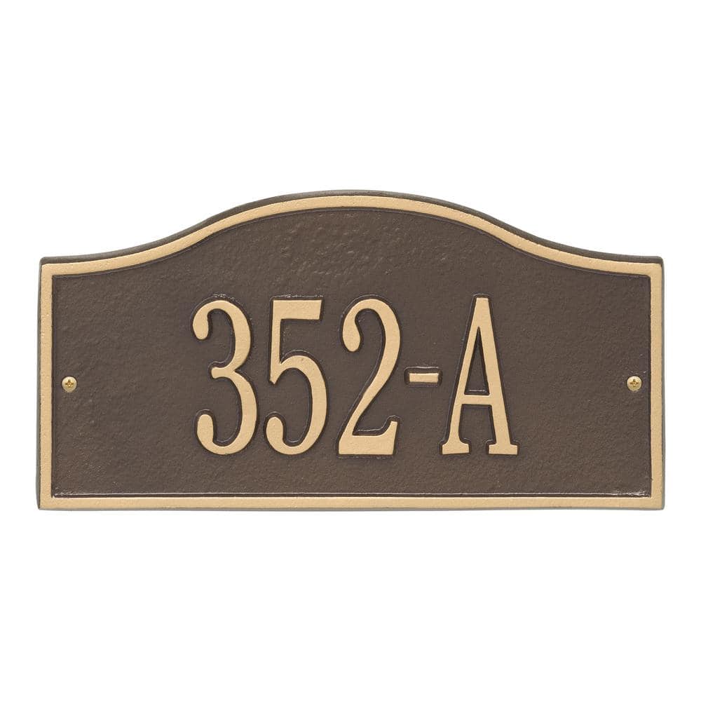 Rolling Hills Rectangular Bronze/Gold Mini Wall 1-Line Address Plaque - Hercitys