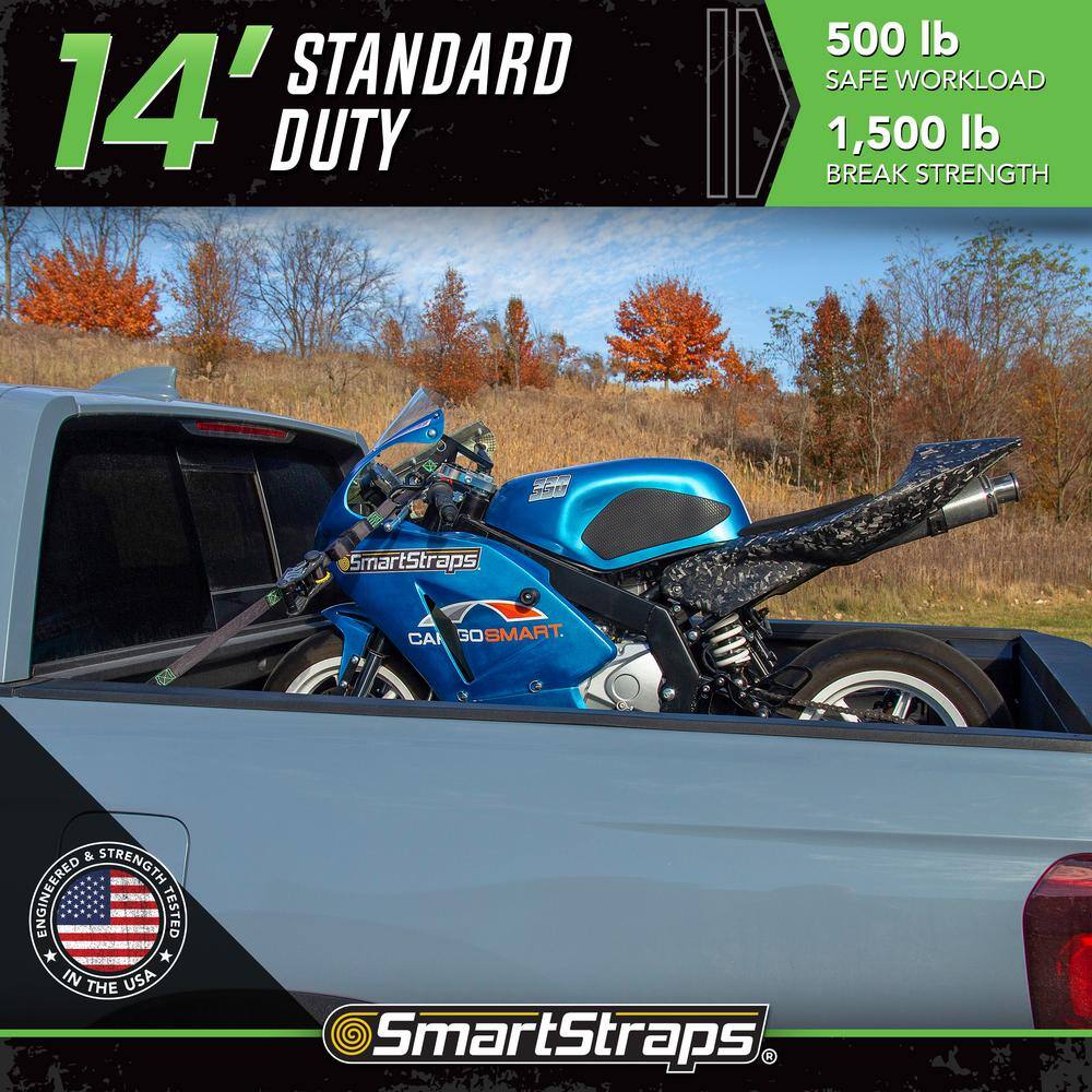 Tactical 14 ft. 500 lbs. Working Load Limit Ratchet Tie Down Strap (4-Pack) - Hercitys