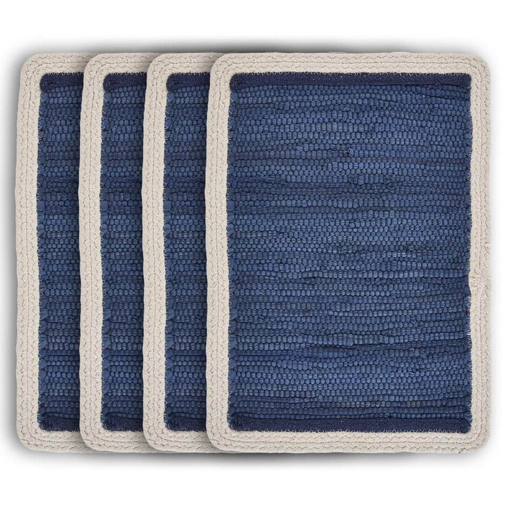 Bordered 19 in. x 13 in. Indigo Cotton Placemat (Set of 4) - Hercitys