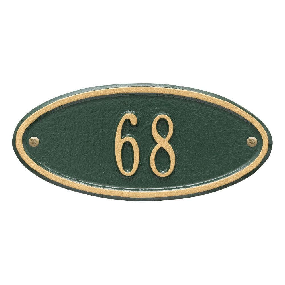 Madison Petite Oval Green/Gold Wall 1-Line Address Plaque - Hercitys