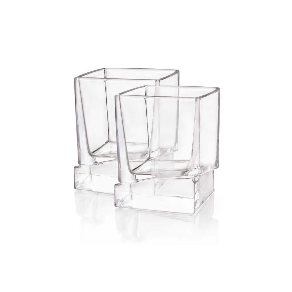 Carre Square 10 oz. Whiskey Glasses (Set of 4) - Hercitys