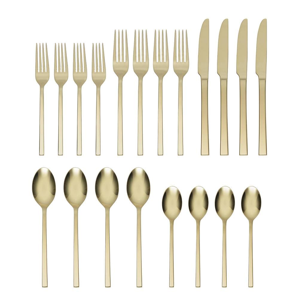 Allay 20-Piece Champagne 18/0-Stainless Steel Flatware Set (Service For 4) - Hercitys