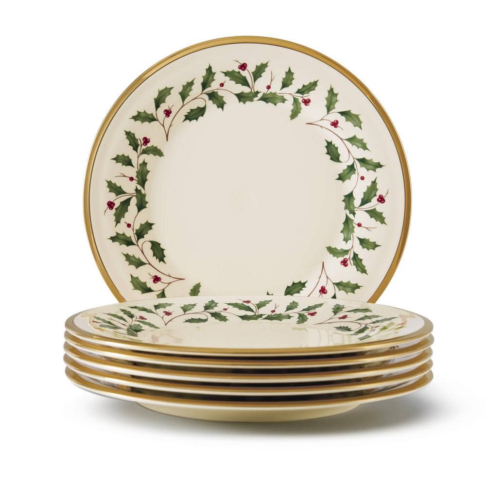 Holiday 6-Piece Seasonal Ivory Bone China Dinnerware Set (Set of 6 Salad plates) - Hercitys