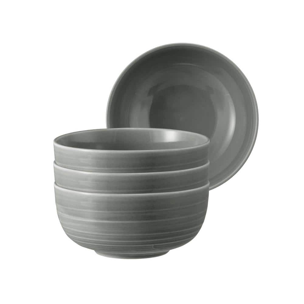 Terra 17.6 fl oz. Gray Porcelain Bowl 6 in., Set of 4 - Hercitys