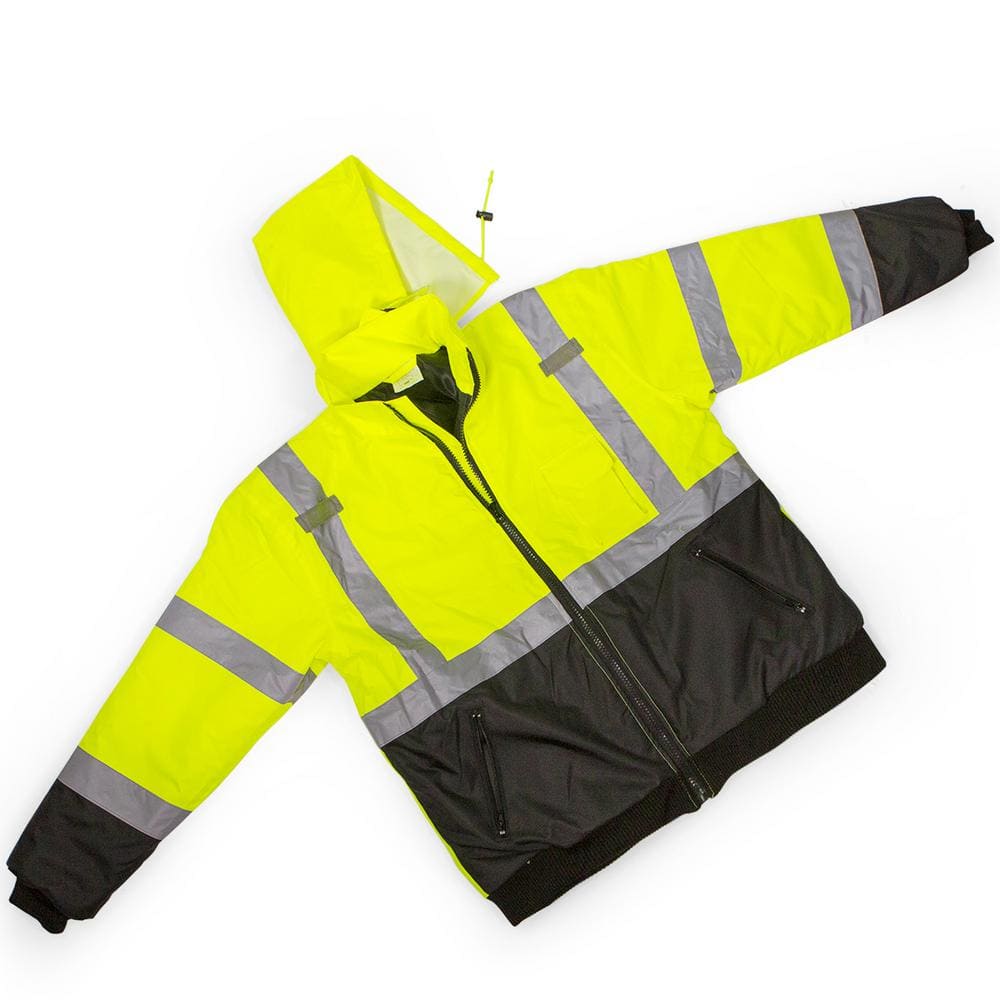 Yellow Mesh High Visibility Reflective Class 3 Safety Vest Bomber Jacket Size XXL - Hercitys