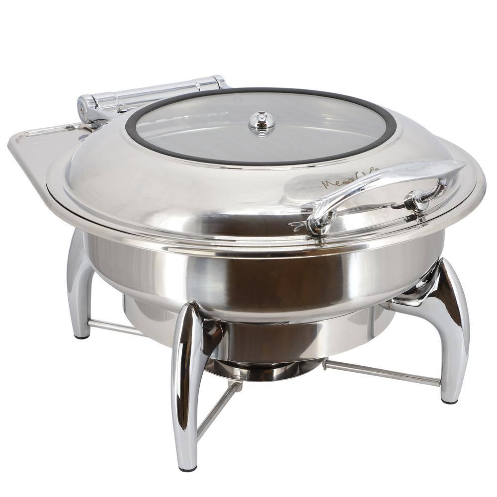 6.3 qt. Stainless Steel Round Professional Chafing Dish/Food Warmer/Buffet Server Serving Dish - Hercitys
