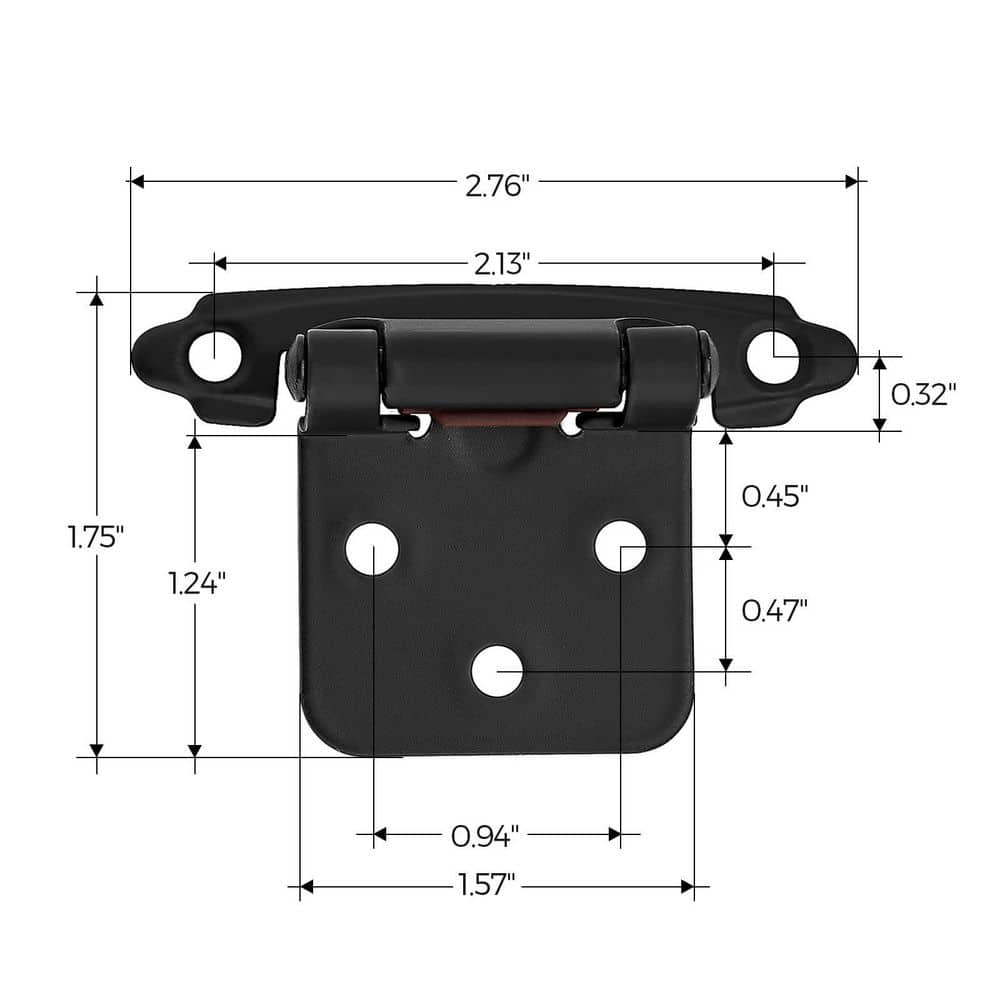 60-Pack (30 Pairs) 1/2 in. Overlay Self-Closing Kitchen Cabinet Hinges with Door Bumpers and Screws, Black - Hercitys