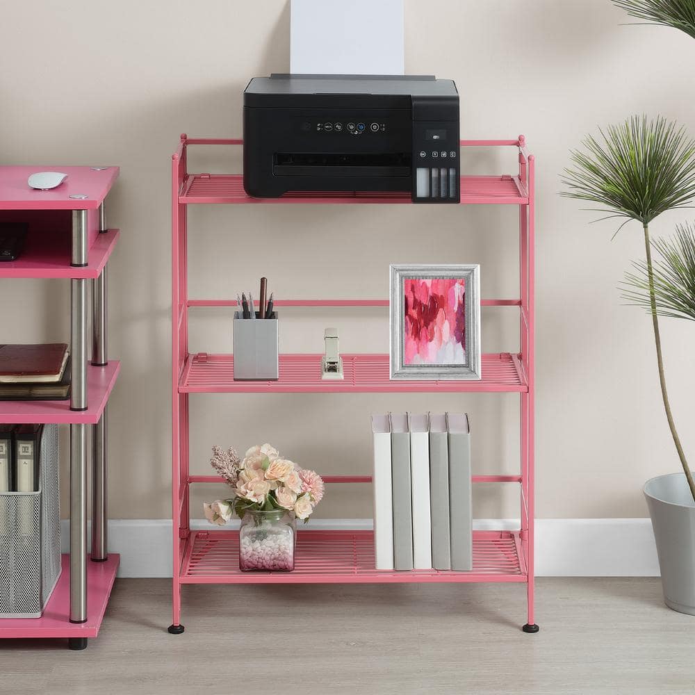Xtra Storage 3-Tier Pink Metal Household Shelving Unit (25.25 in. W x 32.5 in. H x 11.25 in. D) - Hercitys