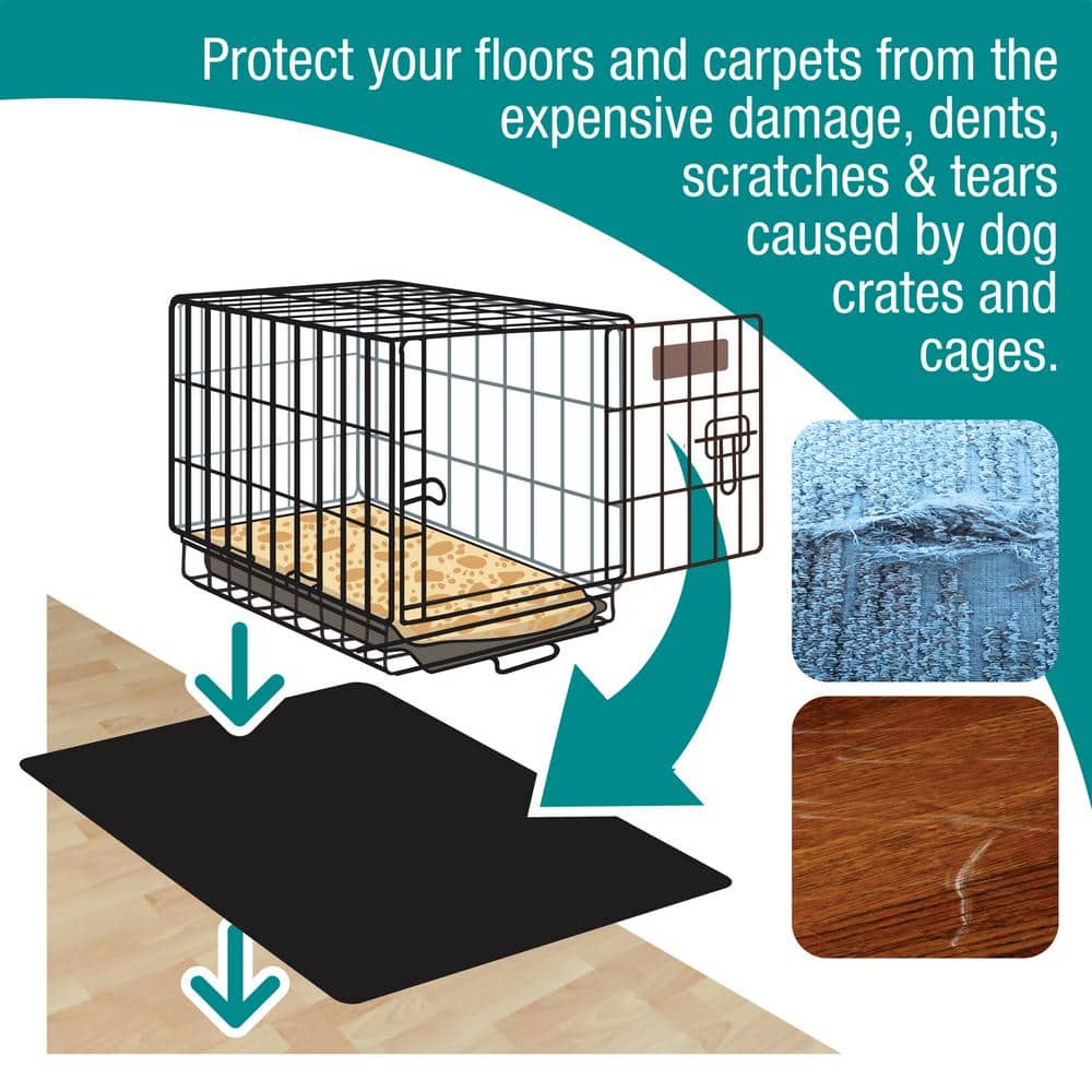 P-Tex Black 26 in. x 38 in. Polyproylene Rectangular XL Indoor Pet Crate Protection Mat - Hercitys