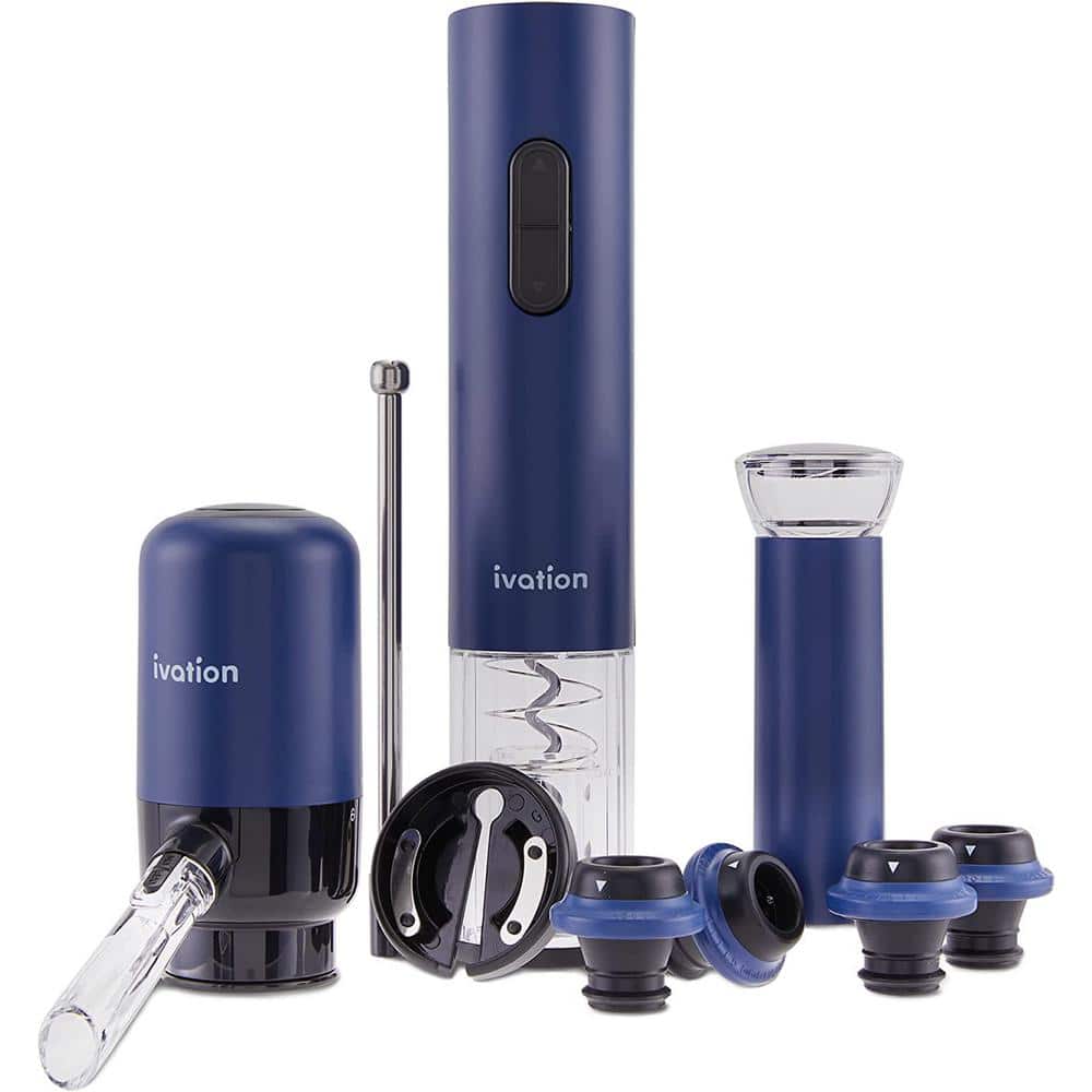 7-Piece Electric Wine Opener Blue Electric Bottle Opener Wine Gift Set - Hercitys