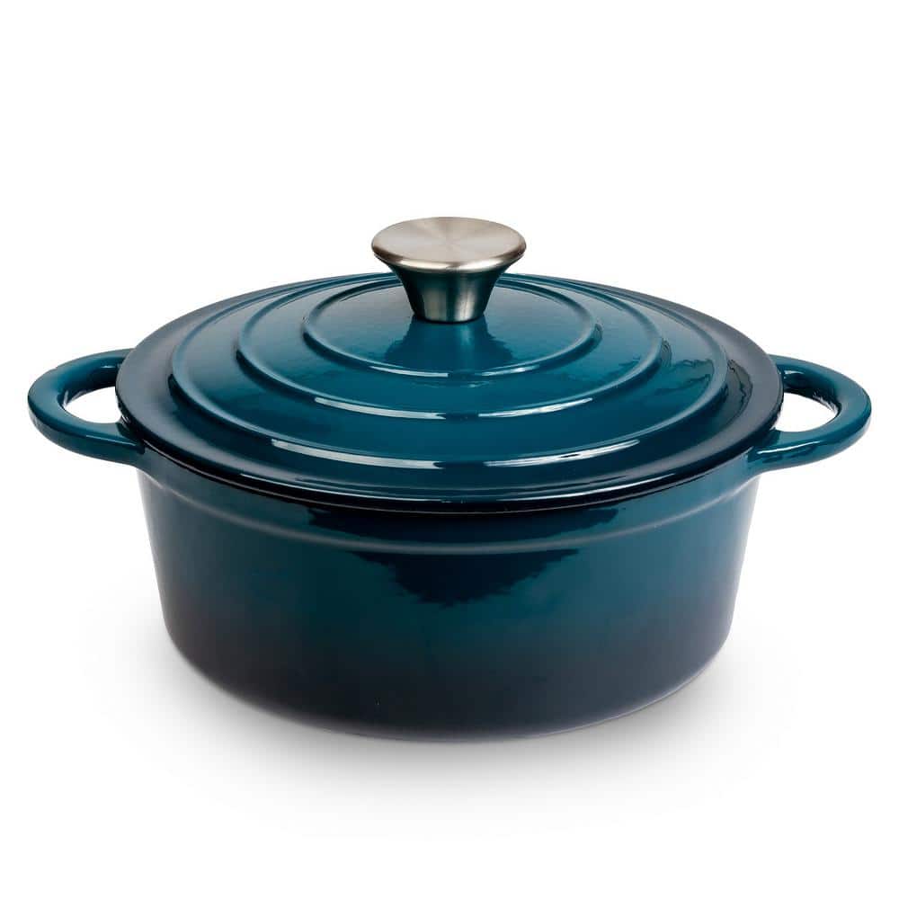 Durable 2.8 qt. Round Cast Iron Dutch Oven in Blue Ombre Enamel - Hercitys