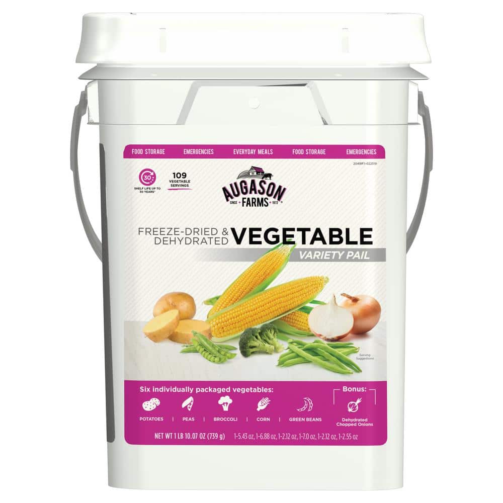 Freeze Dried Vegetable Variety Pail Emergency Food Supply 6 Varieties 30-Year Shelf Life - Hercitys