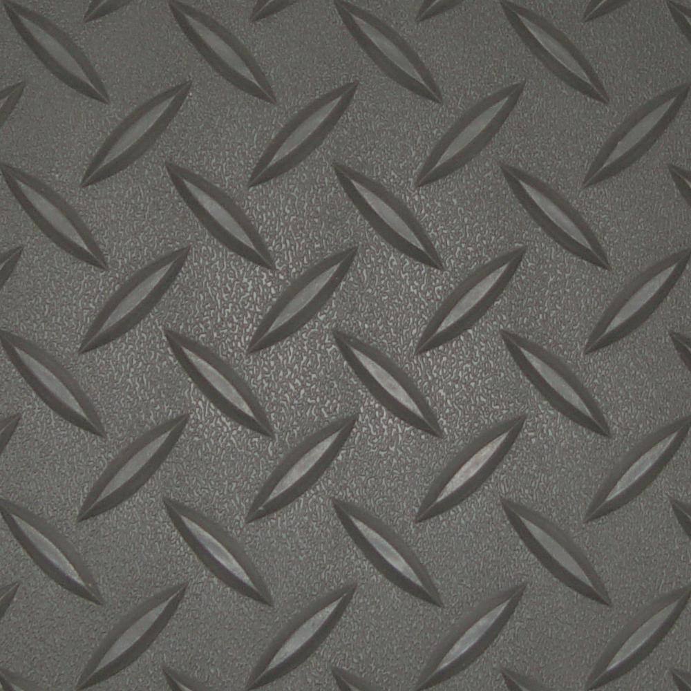 Textured Slip Resistant Diamond Plate 5 ft. x 30 ft. Charcoal Vinyl Garage Floor Mat, 23-Sizes Available - Hercitys