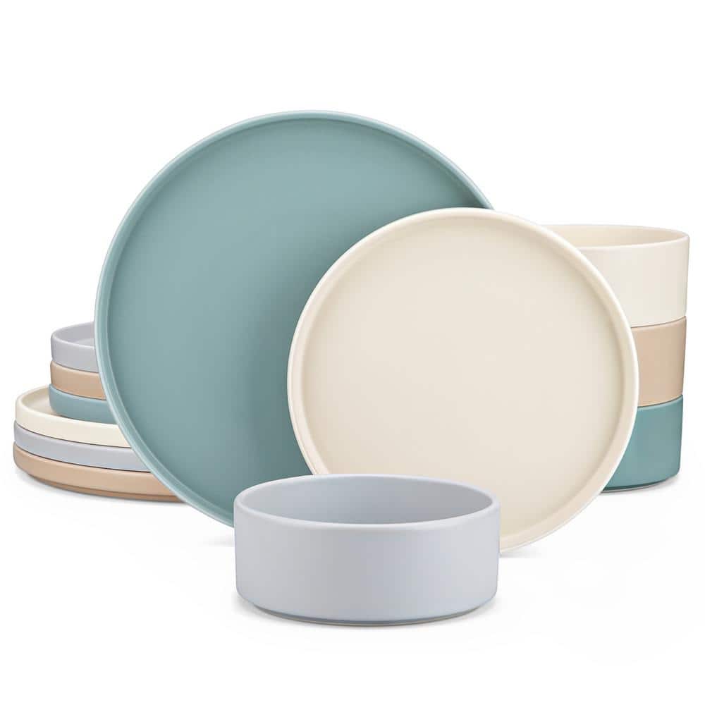 VENUS 12-Pieces Multicolor Stoneware Dinnerware Set, Service for 4 - Hercitys