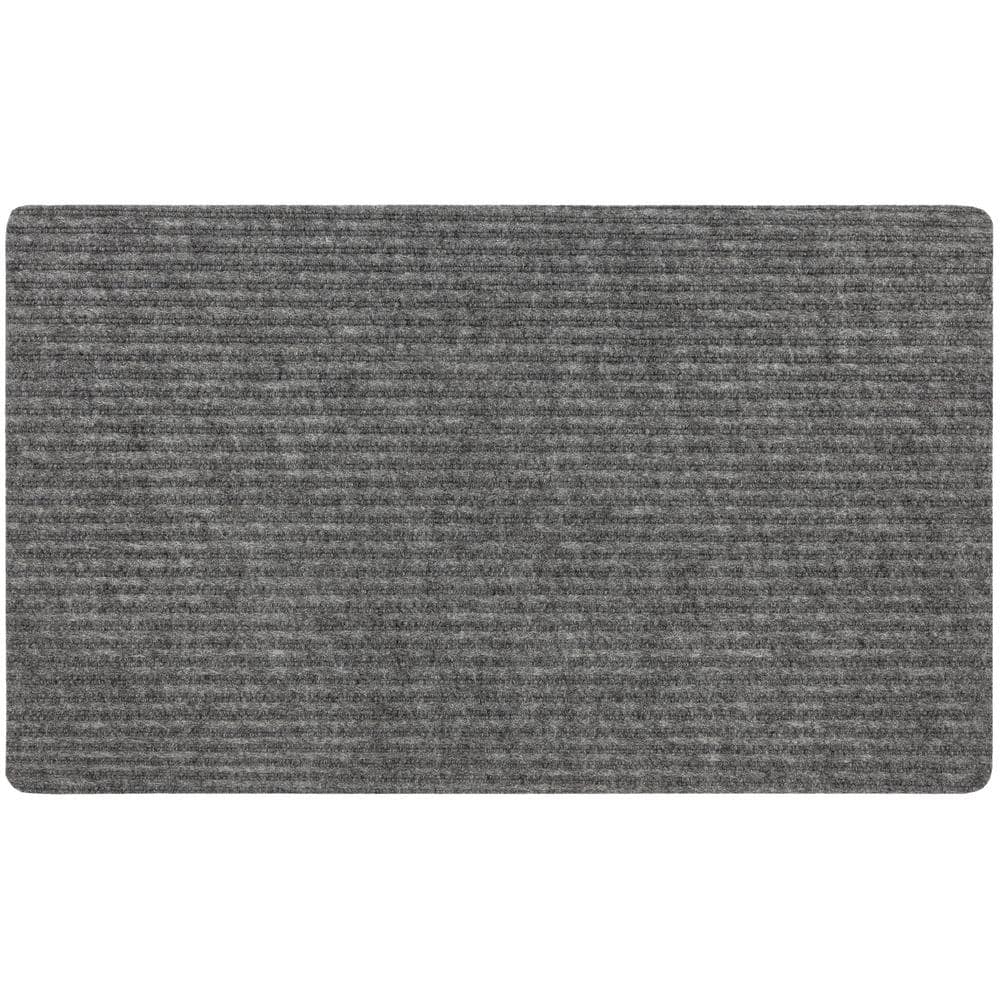 Striped Utility Mat Grey Indoor/Outdoor 18 in. x 30 in. Utility Door Mat - Hercitys