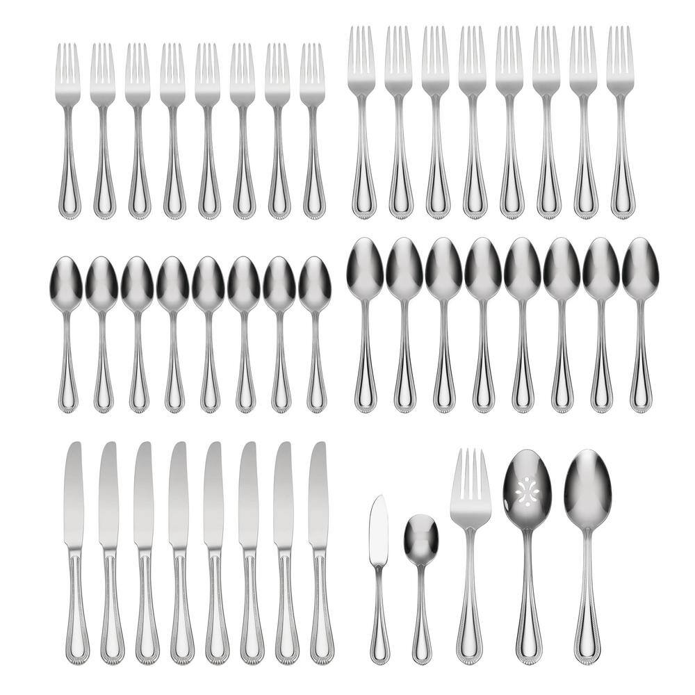 Countess 45-Piece Silver 18/0-Stainless Steel Flatware Set (Service for 8) - Hercitys