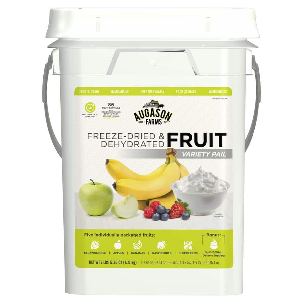 Freeze-Dried Fruit Variety Pail Emergency Food Supply 6 Varieties 4 Gal. Pail 30 Year Shelf Life - Hercitys