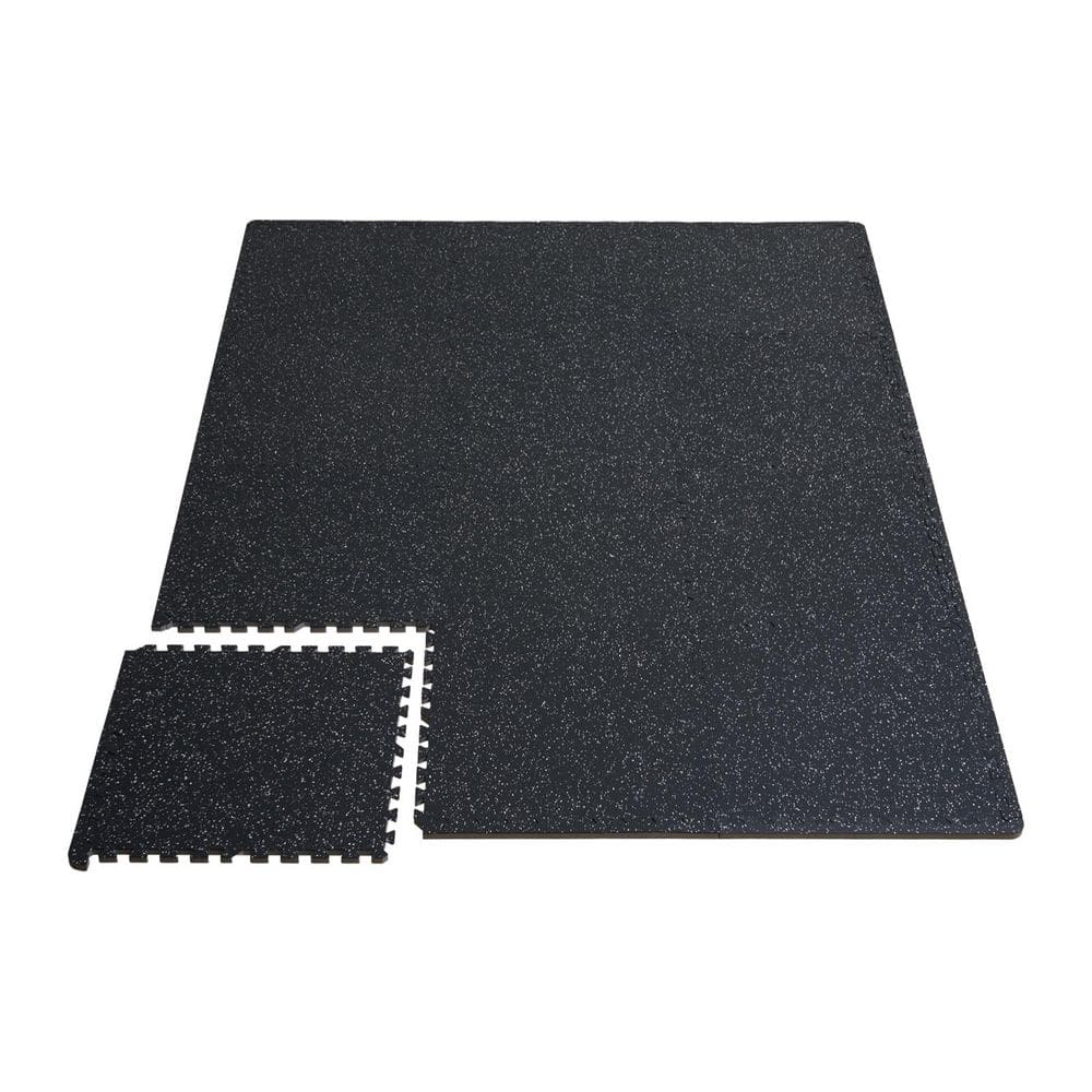 Gym Floor Mats, Black and White, 24 in. W x 24 in. L x 0.56 in. T, Rubber Top with Foam, Gym Flooring Mat, (24 sq. ft. ) - Hercitys