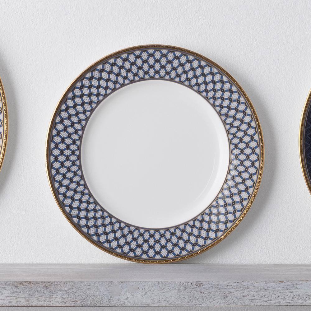 Blueshire 8.25 in. (Blue) Bone China Salad Plates, (Set of 4) - Hercitys