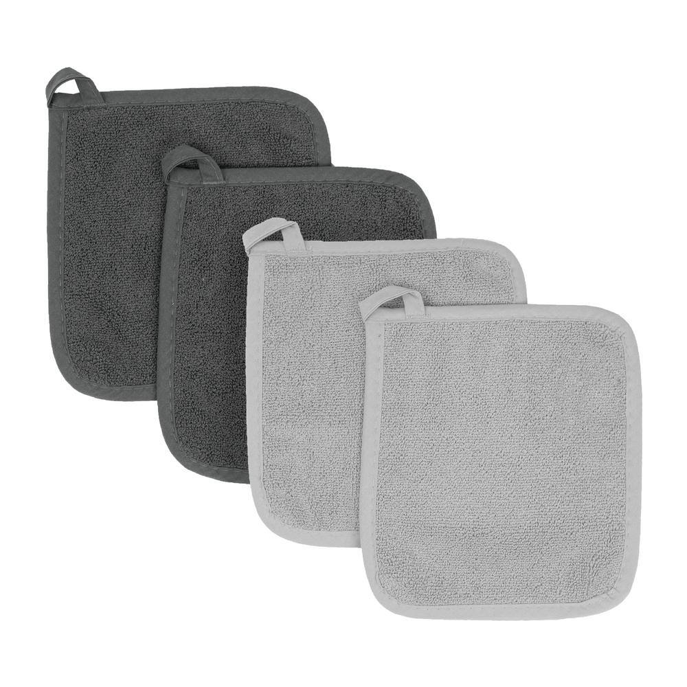 Titanium/Graphite Variety 4-Pack Terry Potholder Set - Hercitys