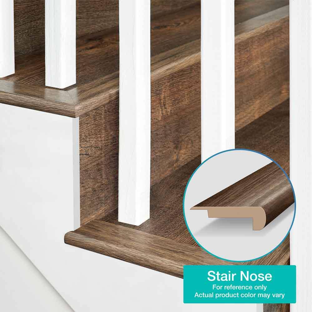 Winter Chestnut 0.75 in. T x 2.37 in. W x 78.7 in. L Textured Wood Look Laminate Moulding/Trim Stair Nose Molding - Hercitys