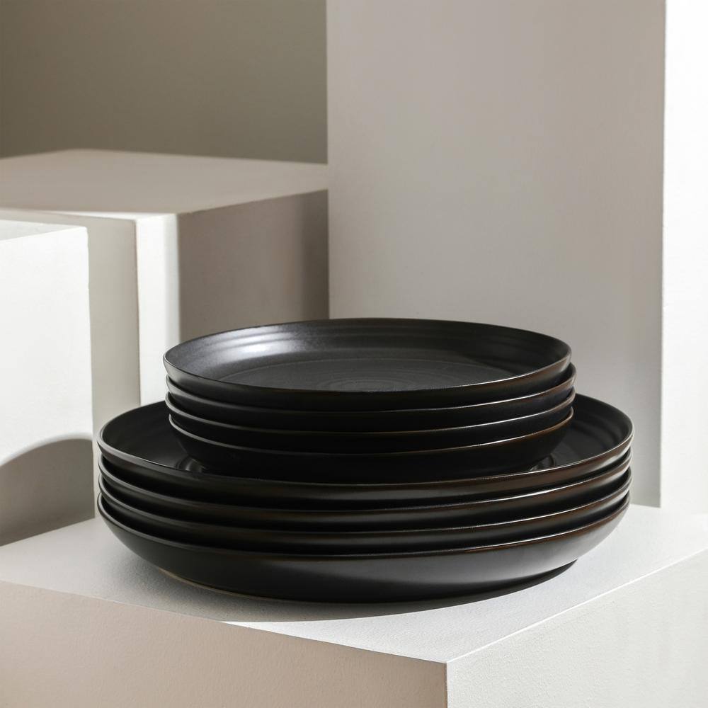 Elio 4-Piece Black Stoneware Full Set (Service for 4) - Hercitys